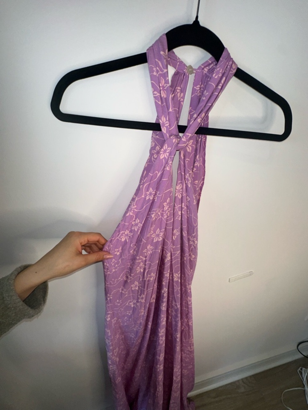 Lavender Floral Halter Maxi Dress